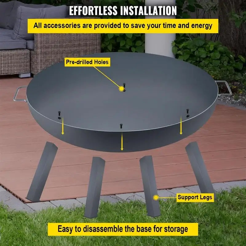 34-Inch Diameter Round Carbon Steel Fire Bowl.