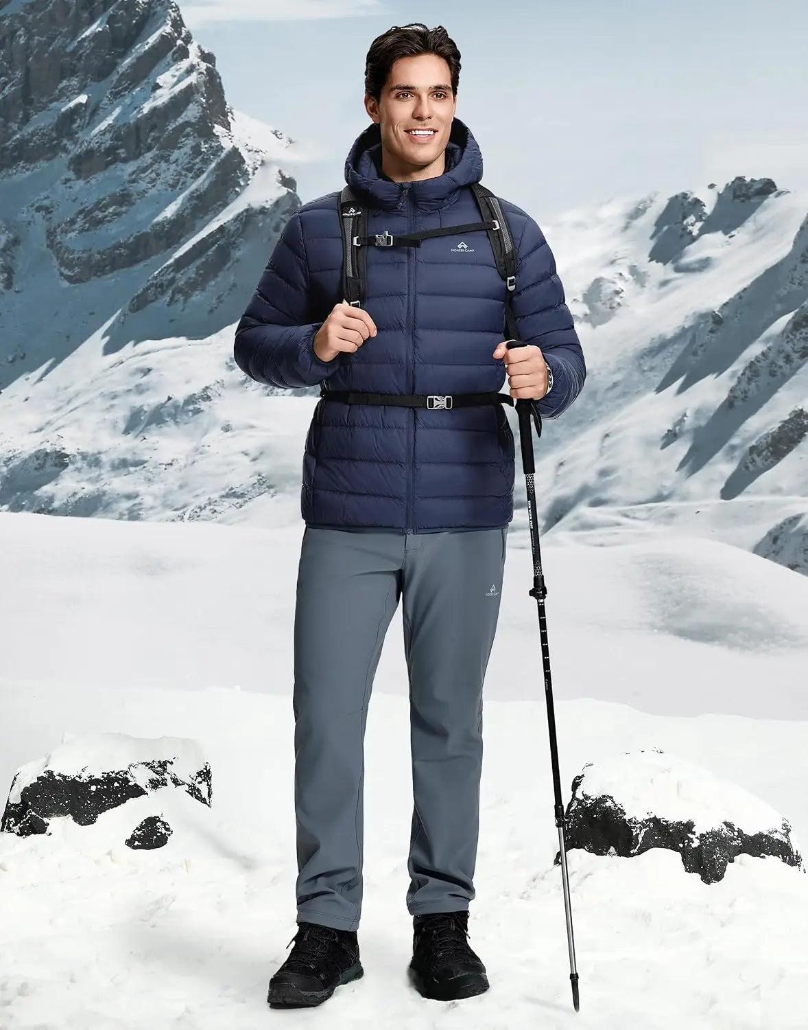 Men's Down Puffer Jacket with Hood.