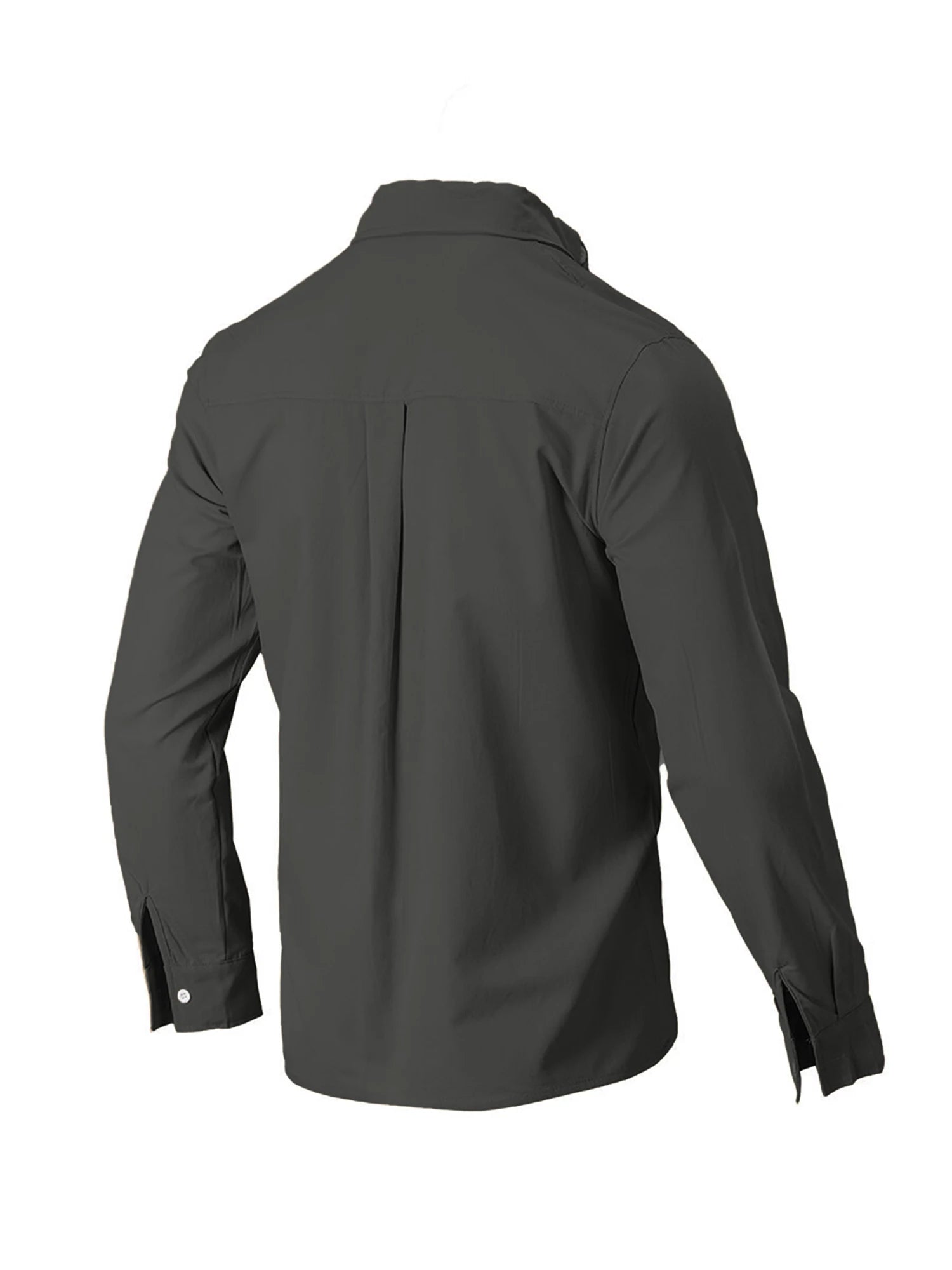 Men's casual fit long sleeve button-down shirt with solid color and turn-down collar, ideal for spring and autumn by Your Outdoors n' More.