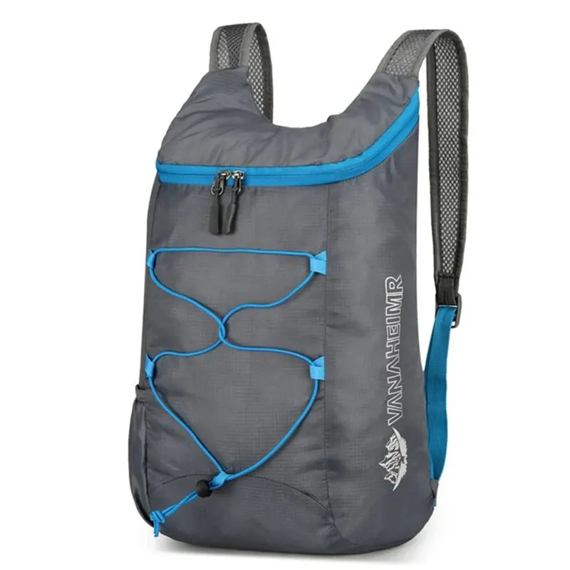 Multifunctional outdoor folding backpack by Your Outdoors n' More, showing compact design with multiple compartments and adjustable straps.