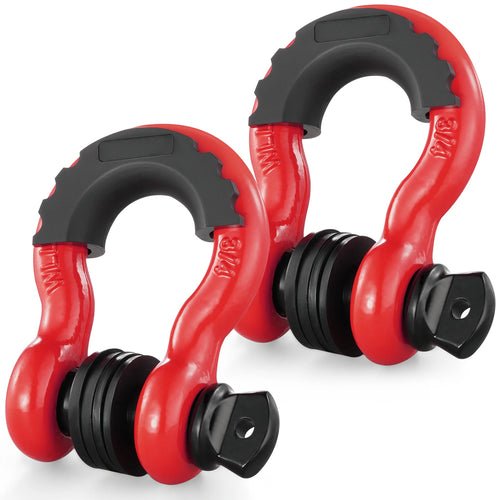 Two heavy-duty 3/4-inch D-ring shackles from Your Outdoors n' More with a 62,832 lbs break strength, shown with secure pin closures.