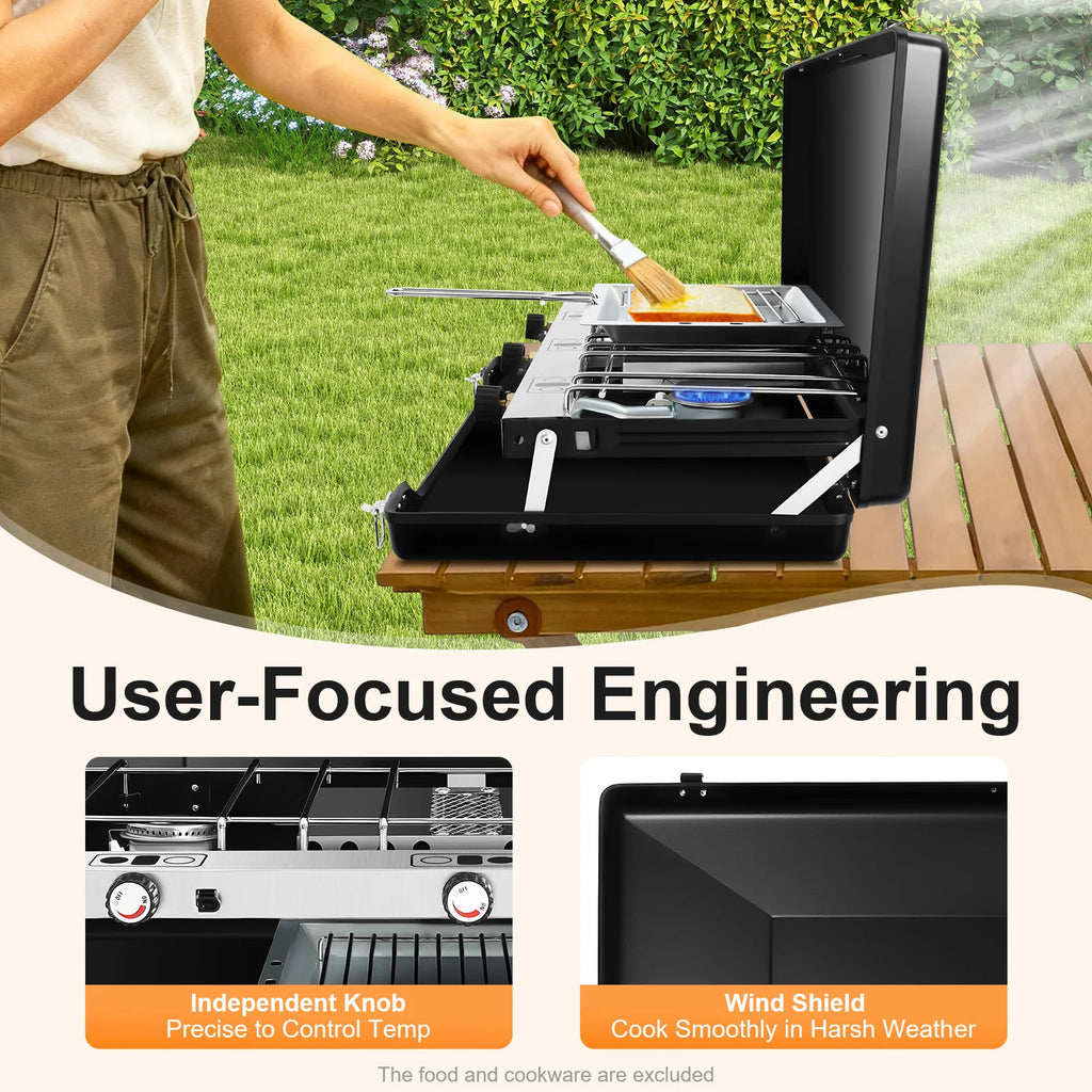 Portable Camping 3-Burner Gas Stove.