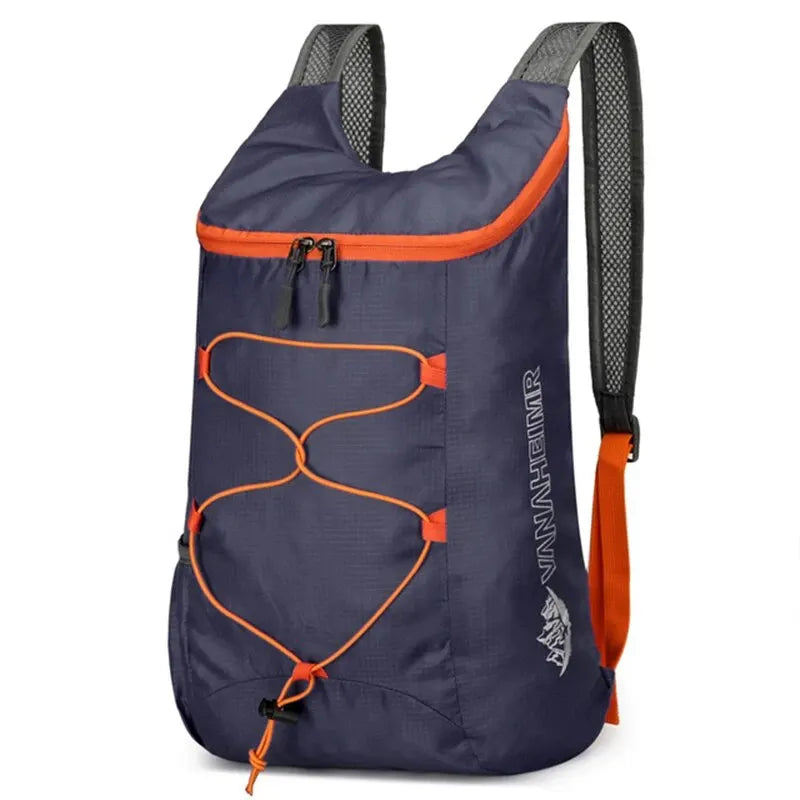 Multifunctional outdoor folding backpack by Your Outdoors n' More, shown folded and unfolded with adjustable straps and multiple compartments.