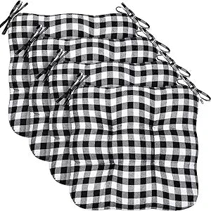 Set of four outdoor chair cushions by Your Outdoors n' More, plush fabric with tie straps for comfortable seating.