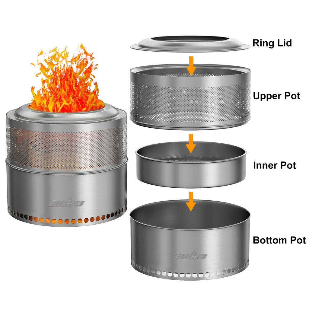 Portable Stainless Steel Wood Burning Outdoor Fireplace.