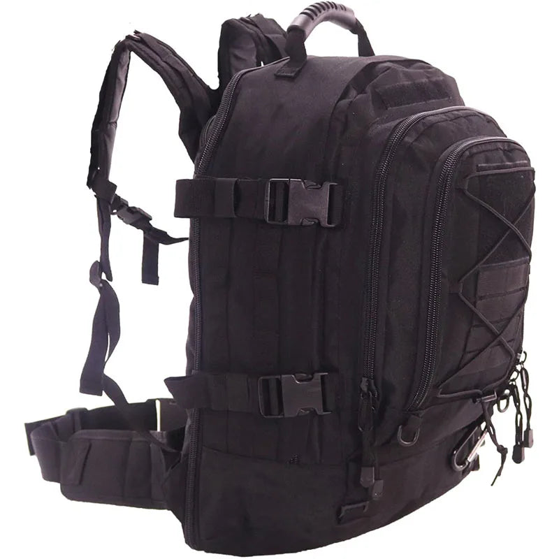 60L military tactical backpack by Your Outdoors n' More featuring multiple compartments, durable fabric, and adjustable straps.