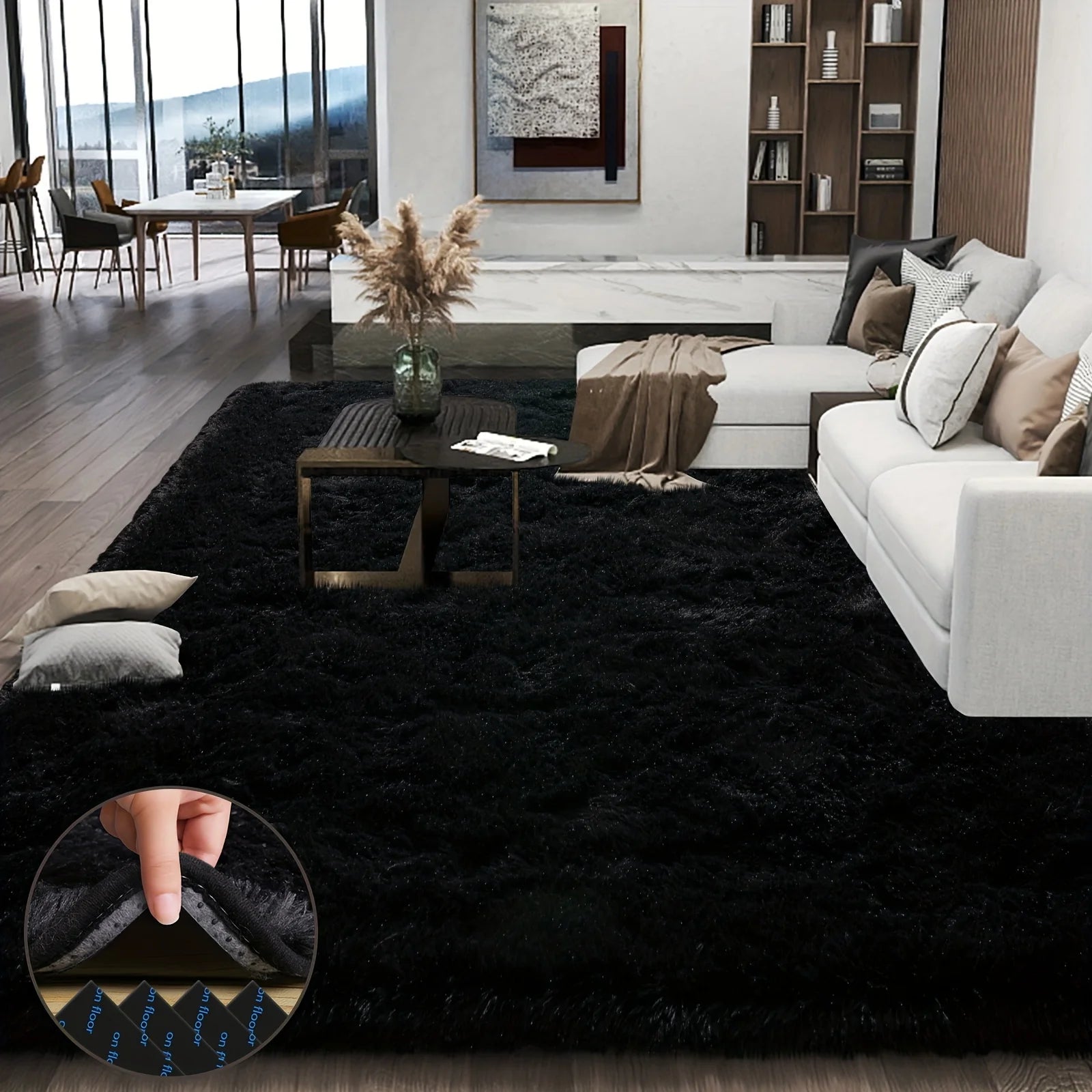 Large plush area rug.