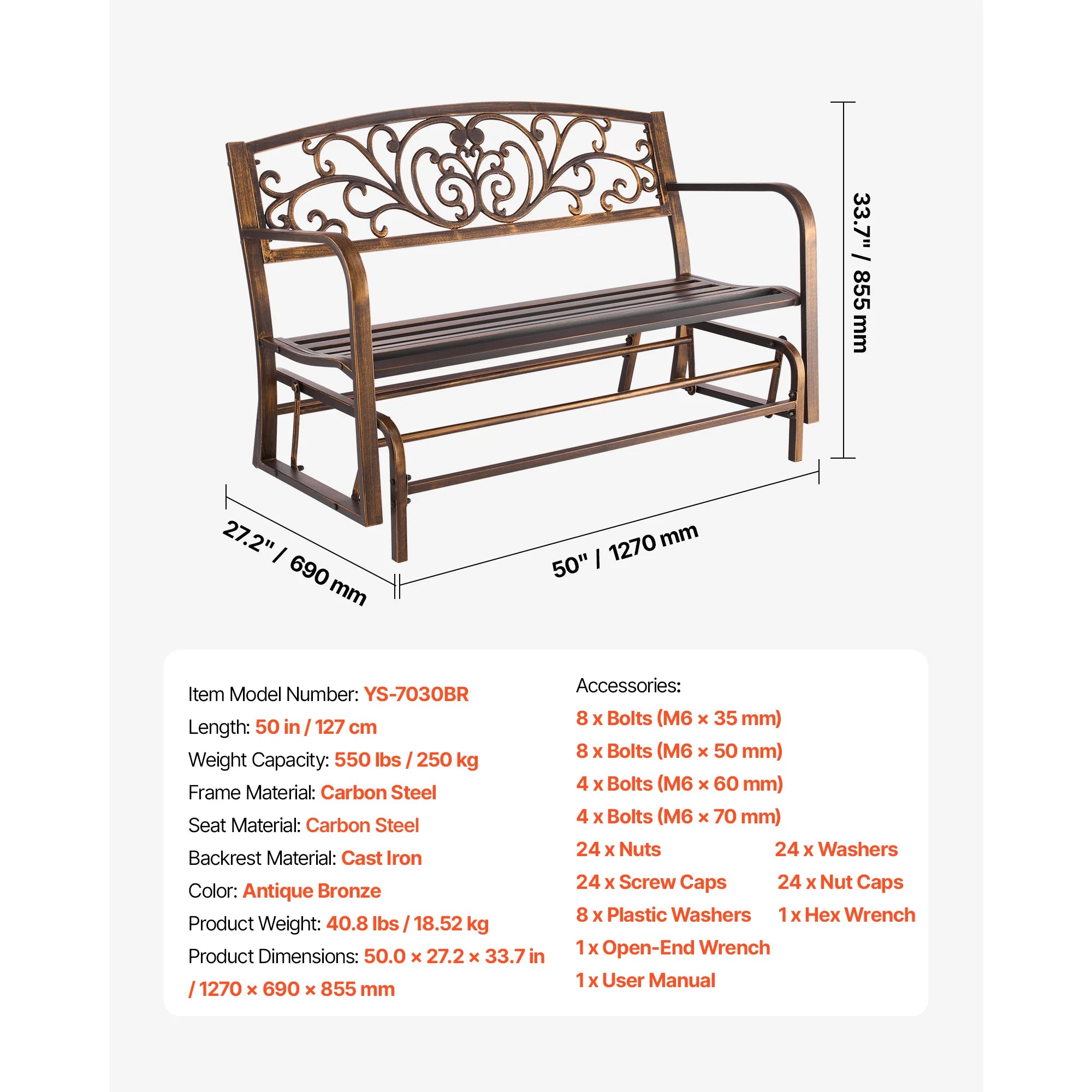 Wooden and metal garden bench for outdoor use, featuring a sturdy frame and slatted wooden seat for outdoor relaxation.