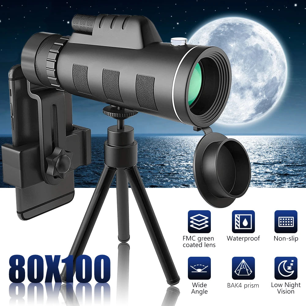 Monocular Telescope 80x100 High Power HD Monocular.