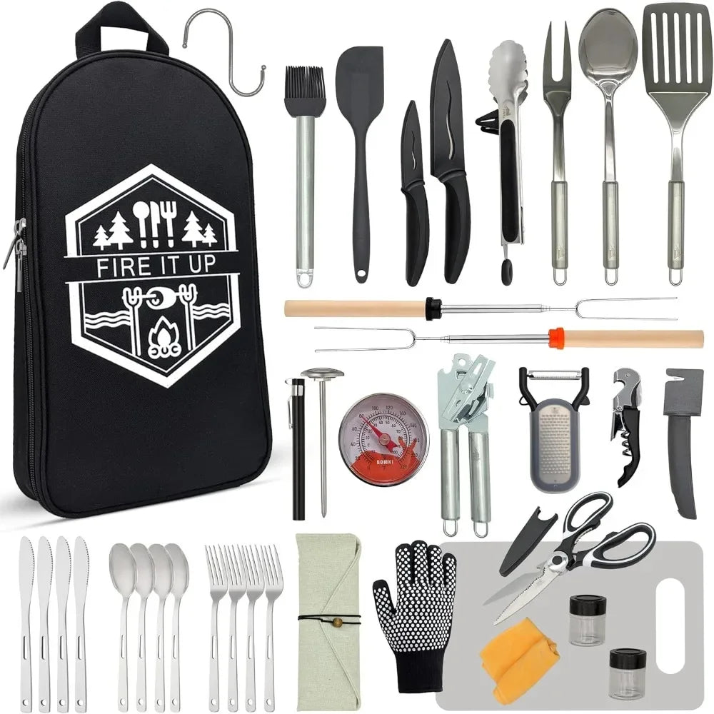 Grilling and Camping Cooking Utensils Set.
