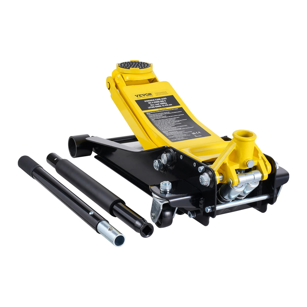 Heavy-duty 2-ton low profile floor jack from Your Outdoors n' More, showing the compact hydraulic lifting mechanism and handle.