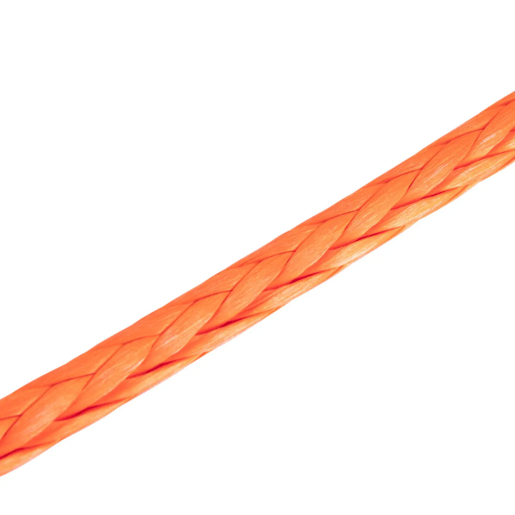 Synthetic 3/8-inch x 100ft winch rope from Your Outdoors n' More, showing the durable woven synthetic material and length.