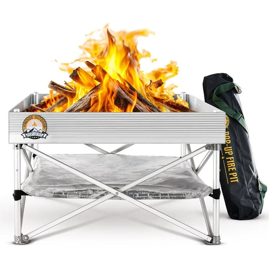 Portable Outdoor Fire Pit for Camping and Backyard Use with Heat Protection.