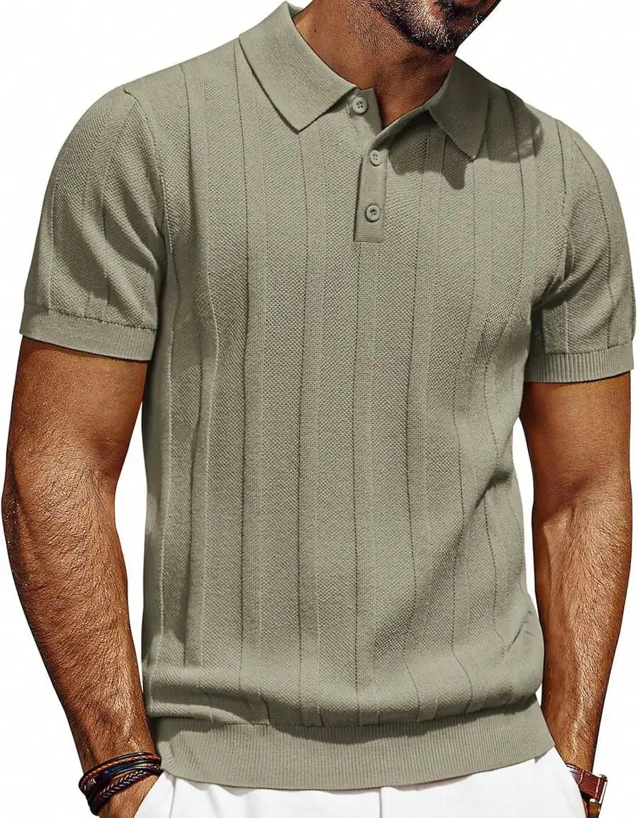 Mens Short Sleeve Textured Knit Shirt.