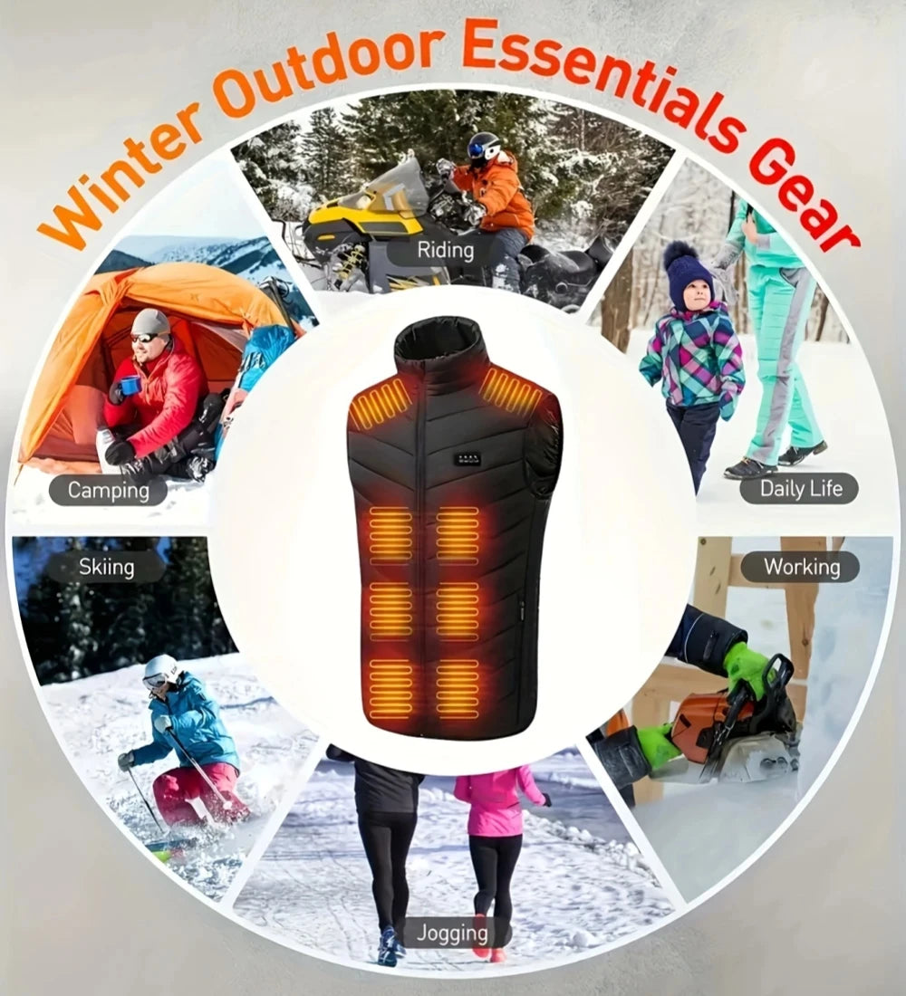 Heated vest jacket for men and women by Your Outdoors n' More, showing the insulated, adjustable heated vest with control buttons.