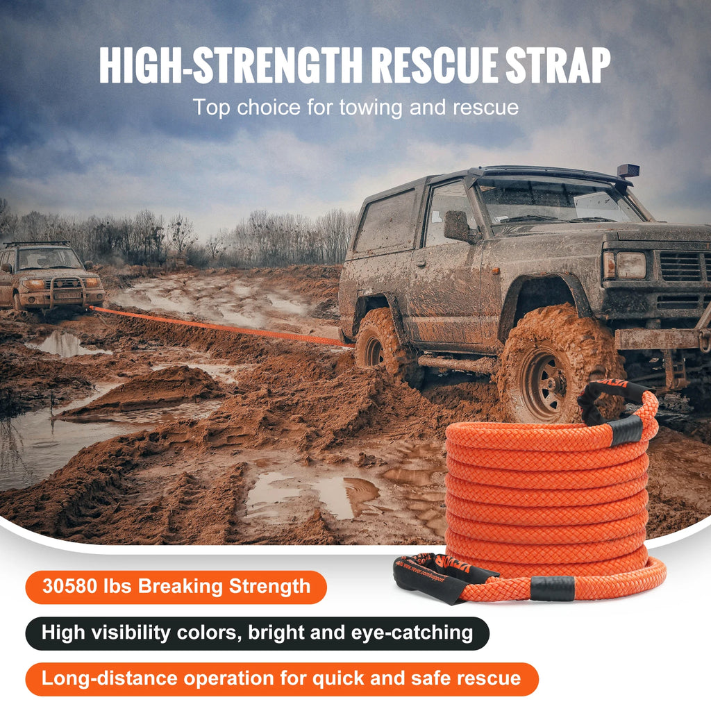 20/30 ft off-road towing rope by Your Outdoors n' More, durable snatch tow strap for vehicle recovery and off-road adventures.