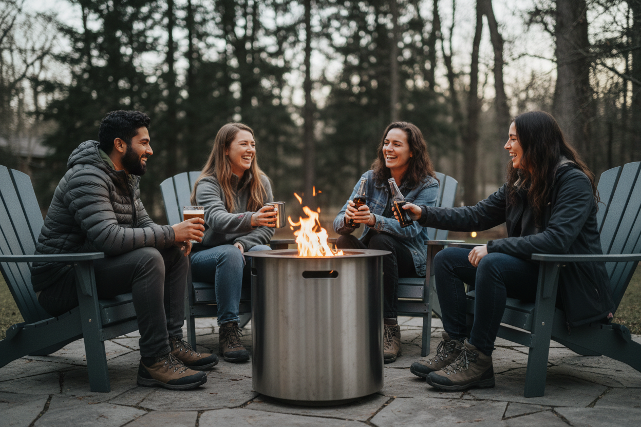 Realistic Fire Pit Lifestyle Banner